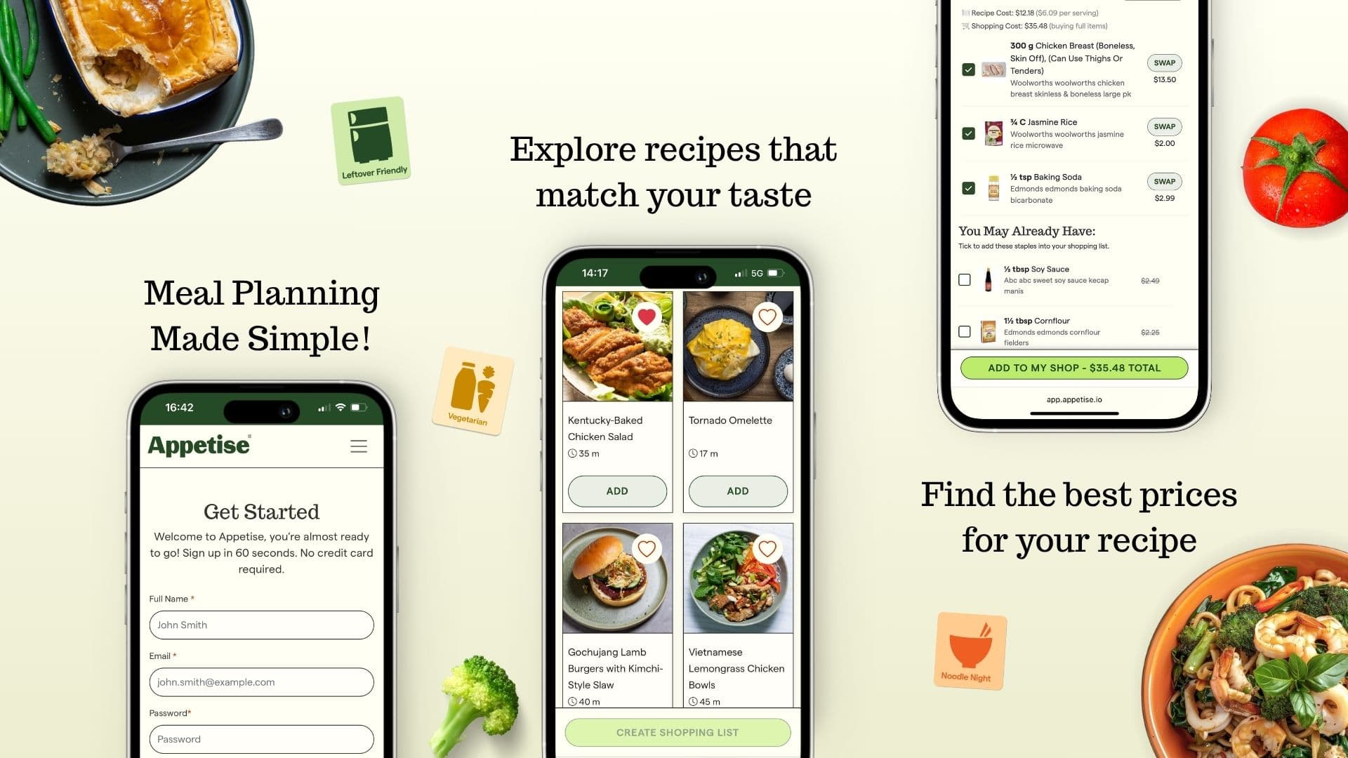 Priced recipe product interface